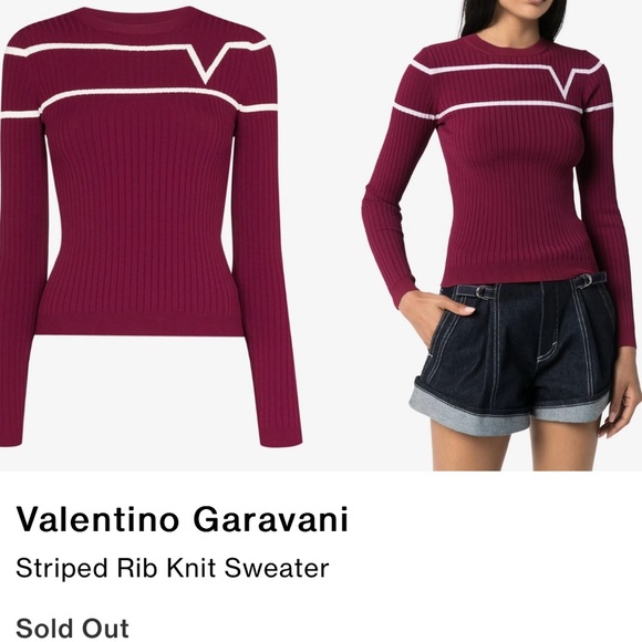 VALENTINO GARAVANI Ribbed-Knit V Logo Sweater XS - Picture 2 of 11